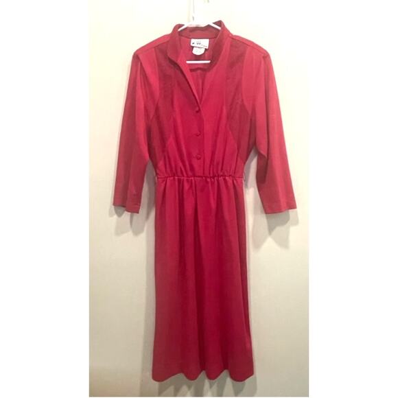 Vintage Willi of California Mid-Length Dress Belted Polyester Suede Sz 14 - Picture 2 of 11